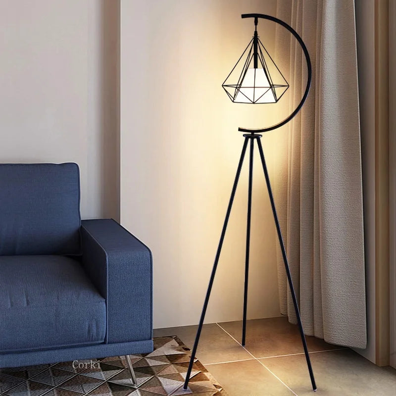 modern Wrought iron Triangle diamond led floor lamps Nordic living room sofa decor standing lamp bedroom bedside reading lamp