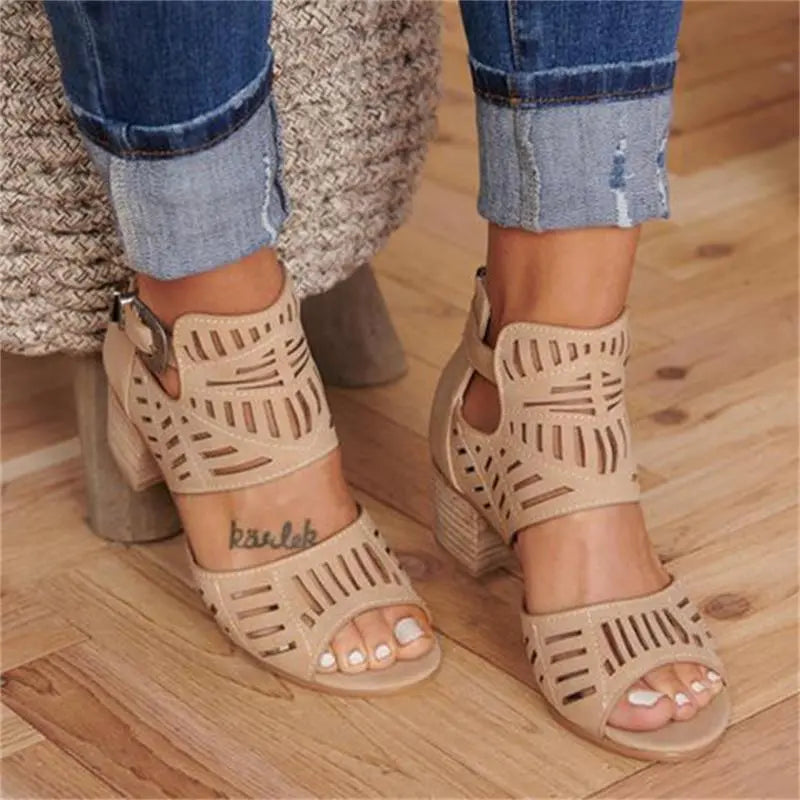 Women Wedge Sandals Mid Heel Summer Slip-on Buckle Ladies Shoes Artificial Open Toe Casual Wedding Pumps Women Sandalias