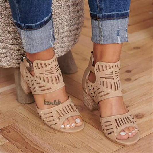 Women Wedge Sandals Mid Heel Summer Slip-on Buckle Ladies Shoes Artificial Open Toe Casual Wedding Pumps Women Sandalias