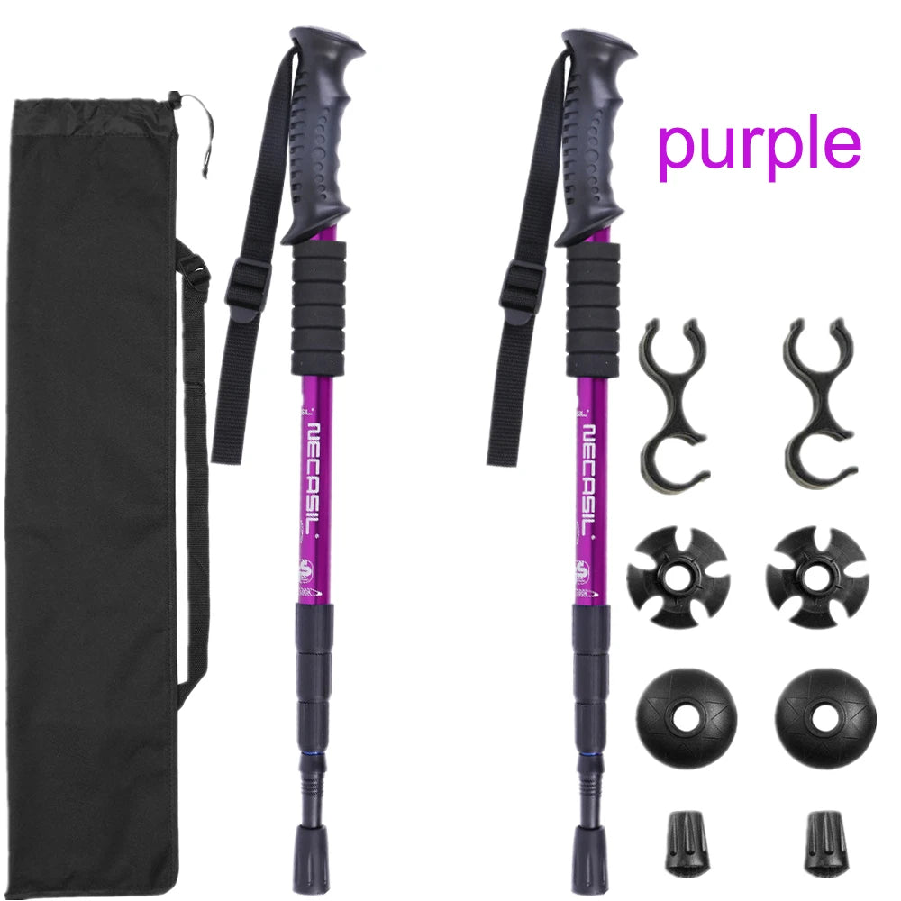 2pcs/lot Trekking poles hike walking stick nordic walking cane Aluminum ski camp telescopic baton outdoor hiking poles crutches