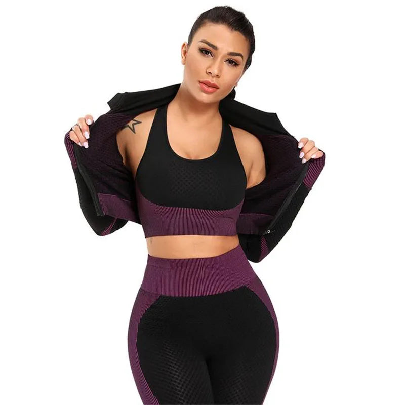 Seamless Jackets With Zip Long Sleeve Top Women Fitness Sport Gym Set Bodysuit Sexy Running Tops Tees Women's Clothing