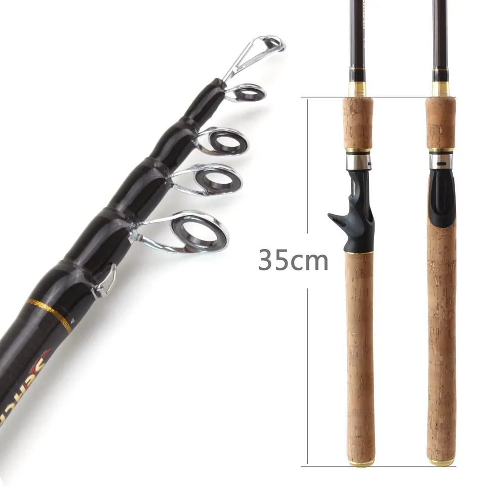 Promotion!  1.8m 2.1m 2.4m 2.7m Spinning Fishing Rod M power Hard Telescopic Carbon Fiber Travel pole wooden handle