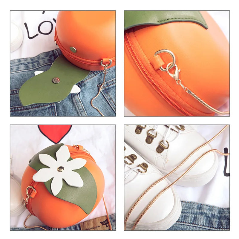 creative orange shape women shoulder bags designer chains messenger bag funny ladies crossbody bag female chic small purses 2020