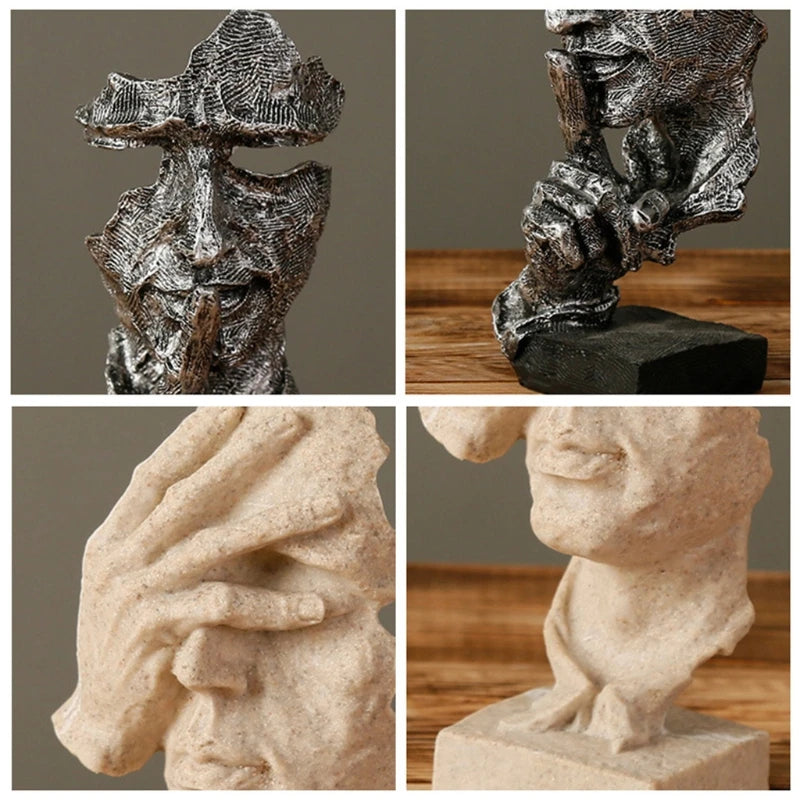 3 Pcs Statue Abstract Resin Desktop Ornaments Sculpture Miniature Figurines Face Character Nordic Art Crafts Office Home