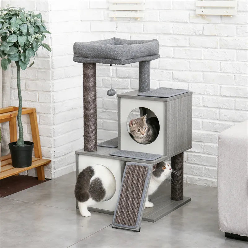 Domestic Delivery Big Cat Tree Tower Condo Furniture Scratch Post Cat Jumping Toy with Ladder for Kittens Pet House Play