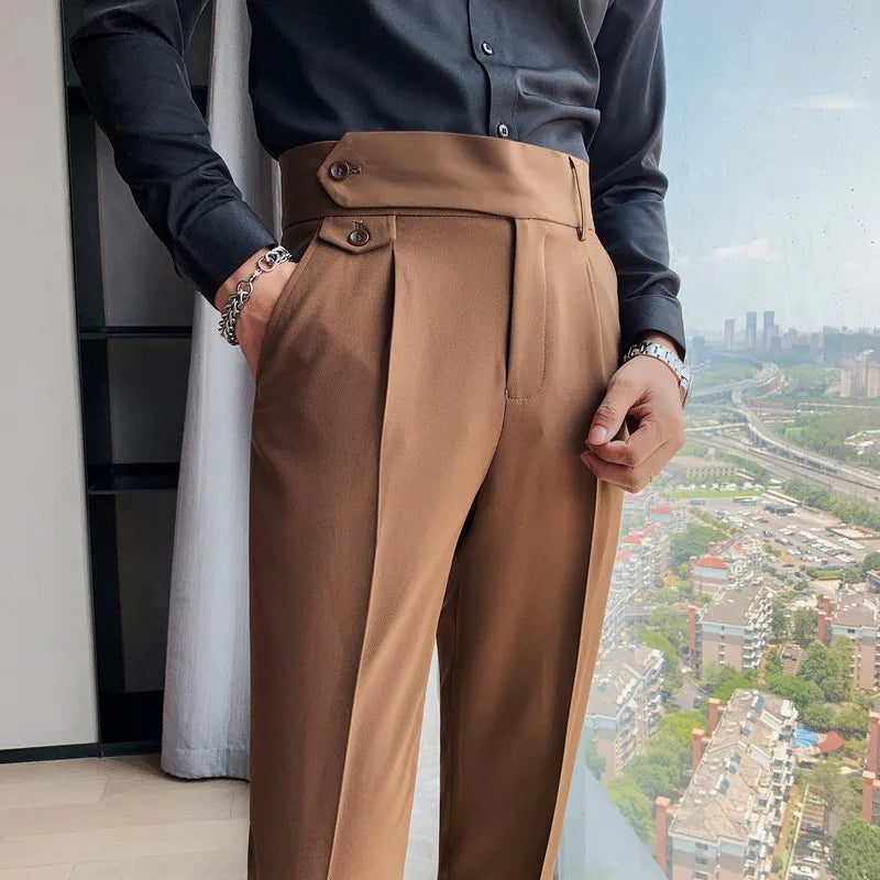 British Dress Pants For Men Clothing 2023 Fashion High Waist Men's Pants Elegant Business Formal Wear Men Trousers High Quality