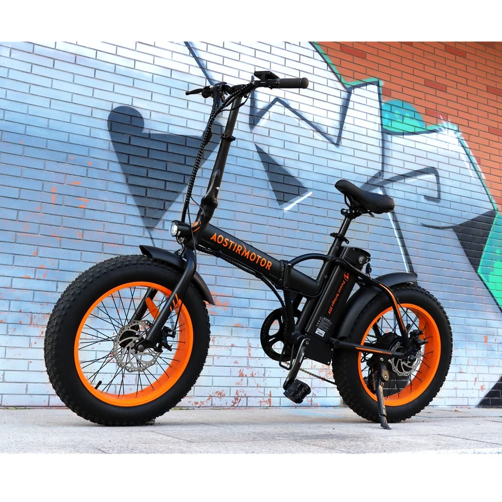 AOSTIRMOTOR 500W Ebike Folding Lithium Battery 36V 13Ah Electric Bicycle 20 Inch Fat Tire Mini Bafang Bike Adult Free Shipping