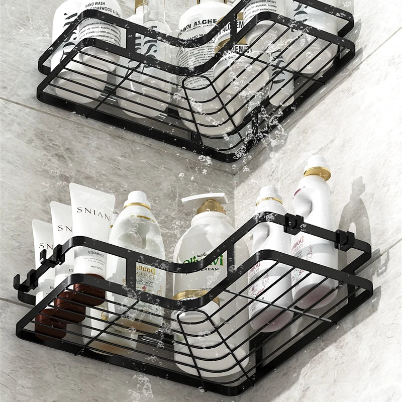 Wall Mounted 3m Sticker Bathroom Shelves Corner Shelf Shower Shelf Toiletries Kitchen Spice Storage Rack Bathroom Accessories