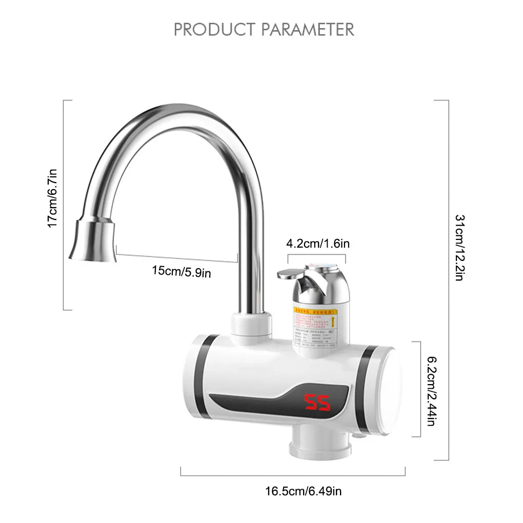 Water Heater Shower 220V Kitchen Faucet EU Plug Tankless Water Heater 3000W Digital Display For Country House Cottage