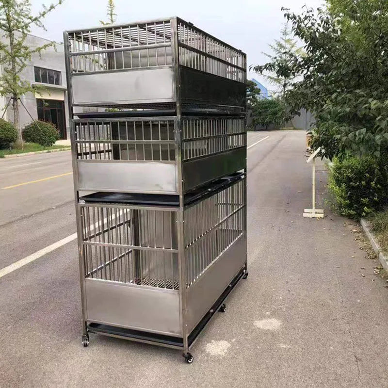 Three Layer Stainless Steel Dog Cage Wholesale Dog Kennels Cages Stackable Dog Cage