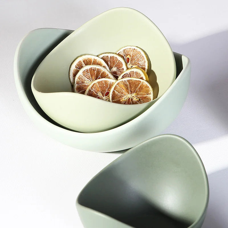 5 Stacked Ceramic Lotus Bowl Dishes Plates Creative Fruit Tray Simple Zen Decor Storage Fruit 3/4/5pcs Set Ceramic Dinner Plates