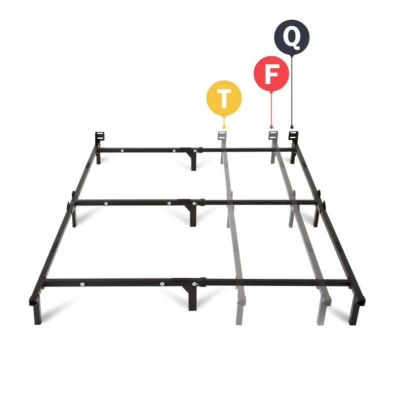 Mainstays 7" Adjustable Metal Bed Frame, Black, Adjusts Twin - Queen bedframe bedroom furniture