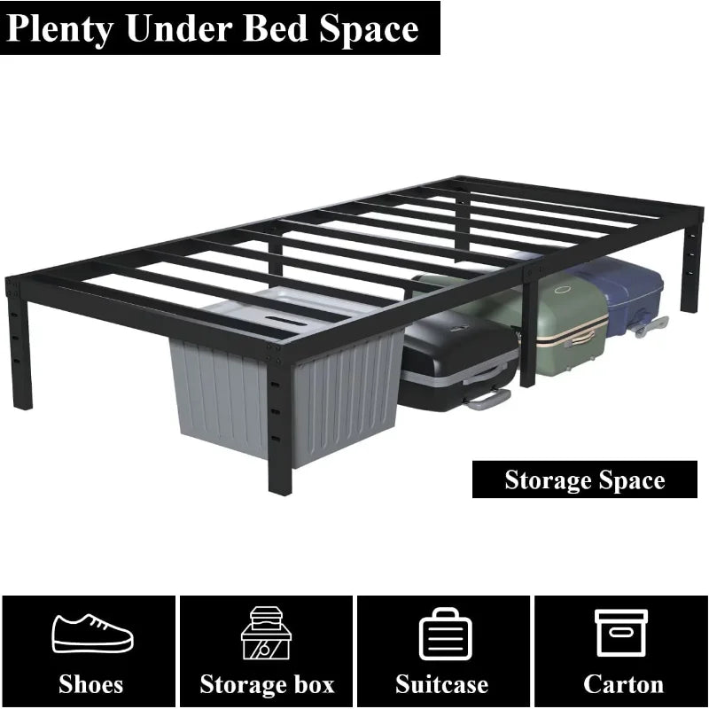 Vebreda Twin Bed Frame, 14 inch Metal Platform Bed Frame with Heavy Duty Steel Slats bedframe bedroom furniture