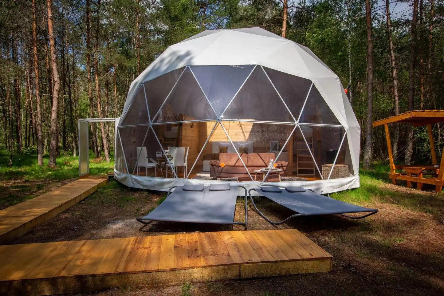 Transparent Geodesic Luxury Dome Hotel Manor Tents Outdoor Camping Resort PVC Leisure round Glamping Dome Trade Show Tent