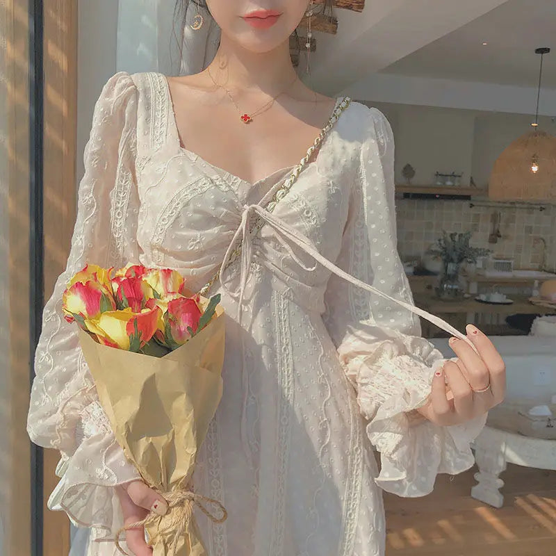 Vintage Fairy Dress Women Elegant Designer Chiffon Dress Long Sleeve French Party Midi Dress Casual Women's Clothing Autumn 2022