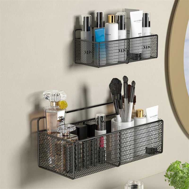 Bathroom Shelf Metal Mesh Dorm Bedside Hanging Basket Shower Storage Rack Wall Mounted Organizer Holder Kitchen Accessories