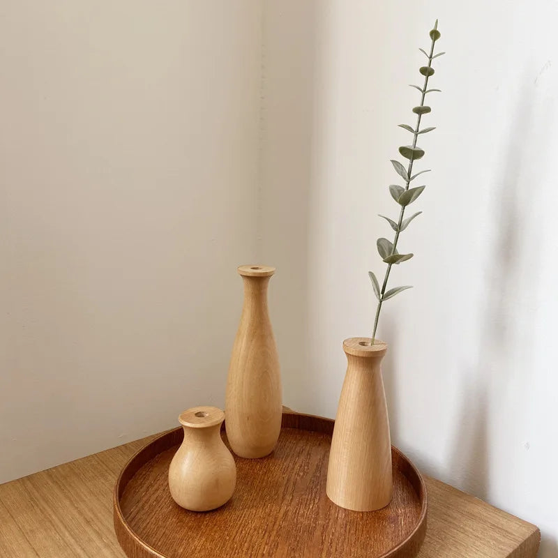 Nordic Minimalism Wooden vase for plants Solid Wood Flower Vases  Plants pot Flower Arrangement Tabletop Home Ornaments