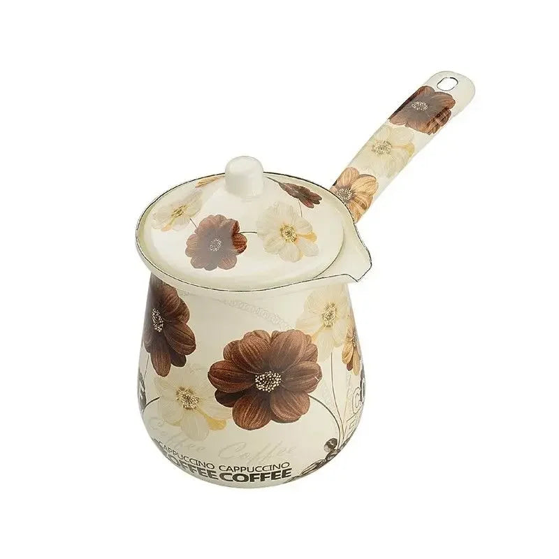 New European and American Style Enamel Soup Pot Mini Coffee Bucket Hot Milk Coffee Butter Milk Pot Boutique Kitchen Supplies