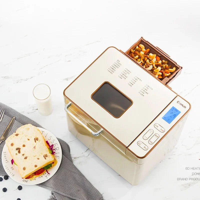 Donlim Bread Machine LCD Fully Automatic Small Multi-function Intelligent Bread Maker Ferment Flour Maker DL-TM018 Toaster Bread