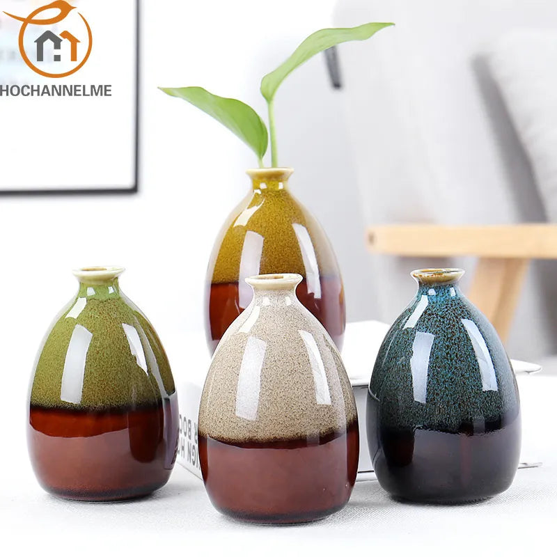 Modern Flower Vases For Homes Ceramic Vase Decoration Flower Glaze Flower Home Accessories Ceramic Craft Ornaments Green Plant