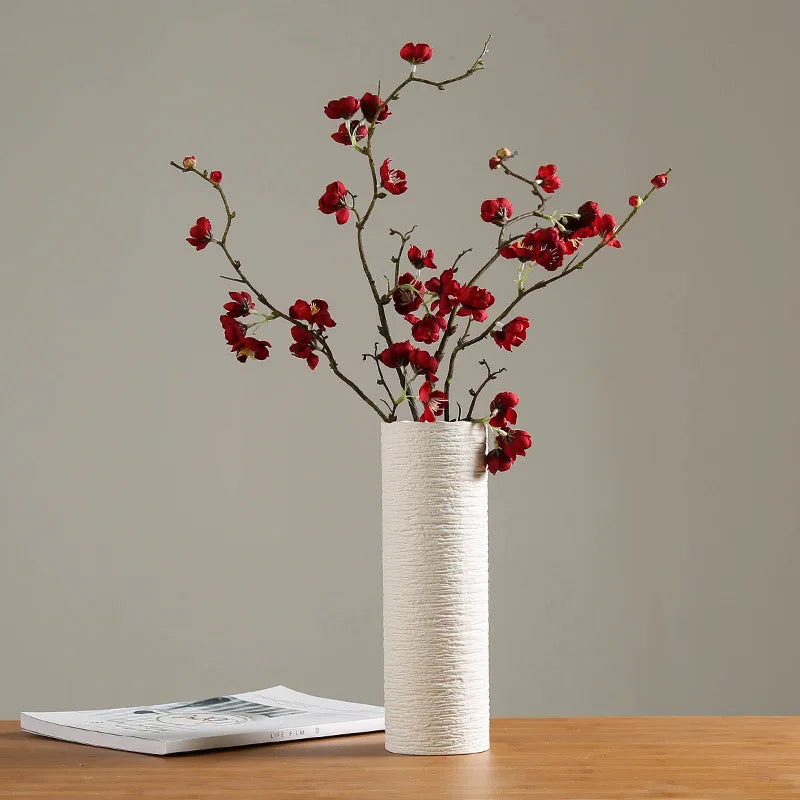 White Vase Ceramic Vase Home Decoration Accessories Dry Flower Modern Minimalist Literary Vases for Flowers Ev Dekorasyon