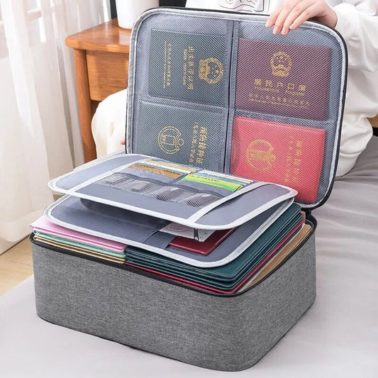 Document Organizer Briefcase A4 Folder Holder Men's Women's Bag Cover Purse Passport Home Safe Functional File Storage Case