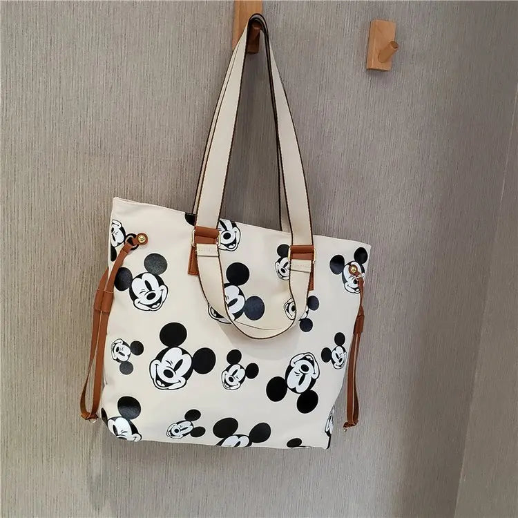 Disney  Large Capacity Canva Bag Summer Casual Tote Bag Women One Shoulder Bag Portable Shopping Bag Girl Cartoon Mickey Tote