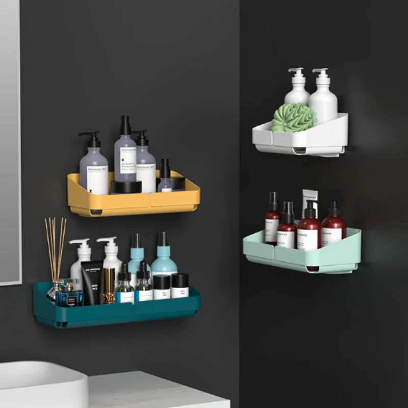 Free punching bathroom shelf vanity storage rack bathroom wall wall mount bathroom suction cup finishing shelf WF308922