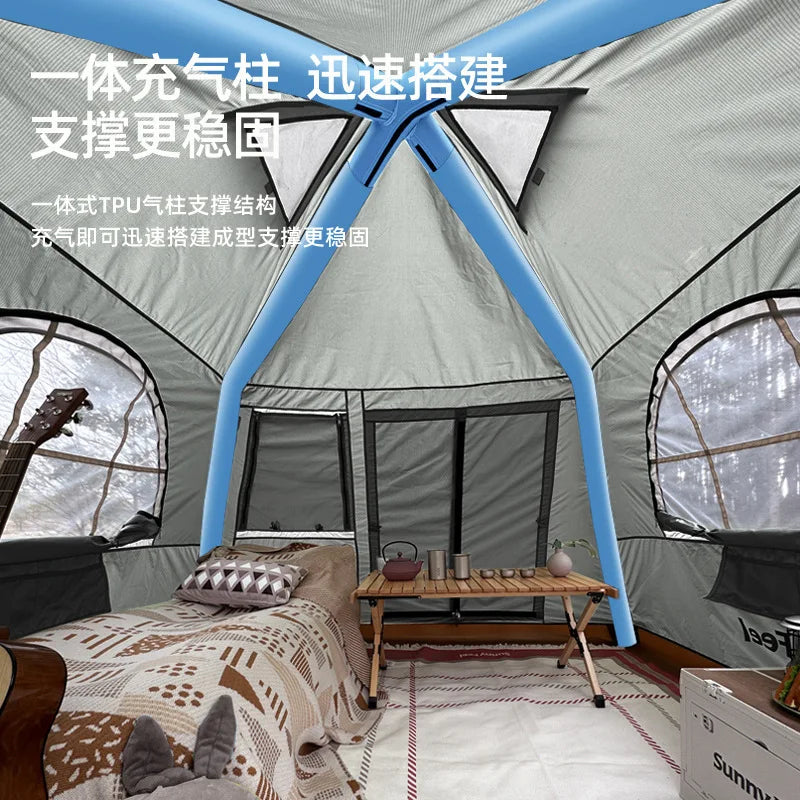 Inflatable Camping Campaign House Roof Waterproof Inflation Luxury Family Party Tent 4-5 People Quick Build 4-season Tent