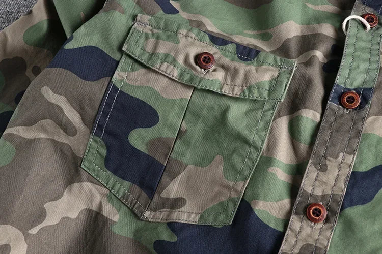 Men Clothing 2022 Camouflage American Workwear Long Sleeve Shirt Men's Double Pockets Versatile Casual Military Youth Shirt