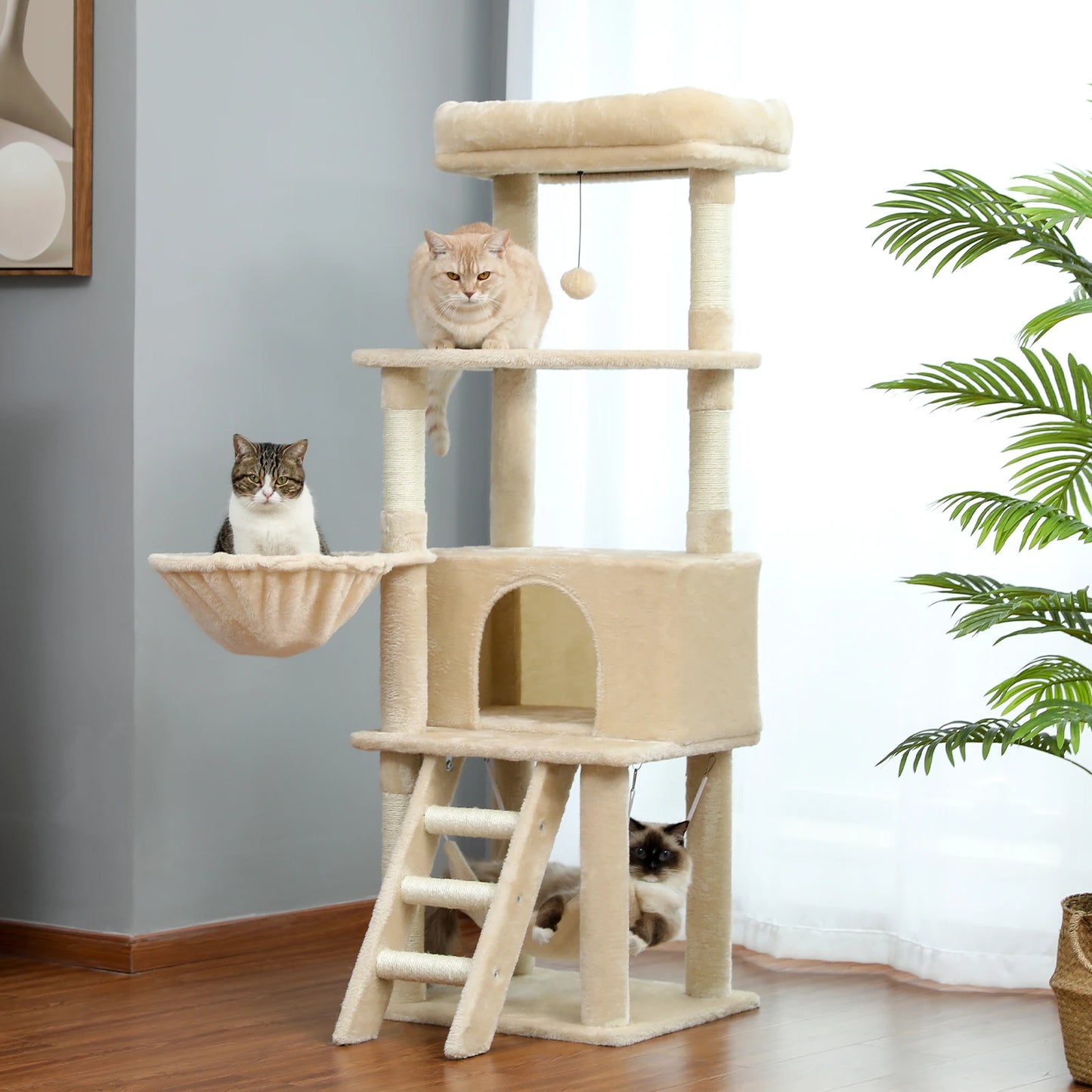 Free Shipping Luxury Cat Tree Condo Furniture Kitten Activity Tower Pet Kitty Play House with Scratching Posts Perches Hammoc