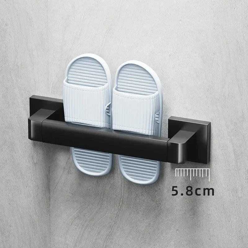 Punch Free Multifunctional Slipper Storage Rack Carbon Steel Bathroom Bedroom Shoes Hanging Holder Towel Storage Shelf Pot Rack