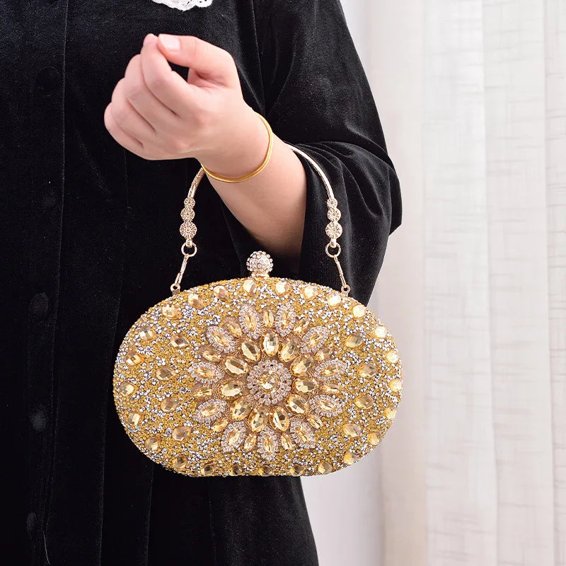 Evening Clutch Bag for Women Wedding Flower Diamond Clutch Purses Chain Designer Luxury Bag Party Handbag with Metal Handle