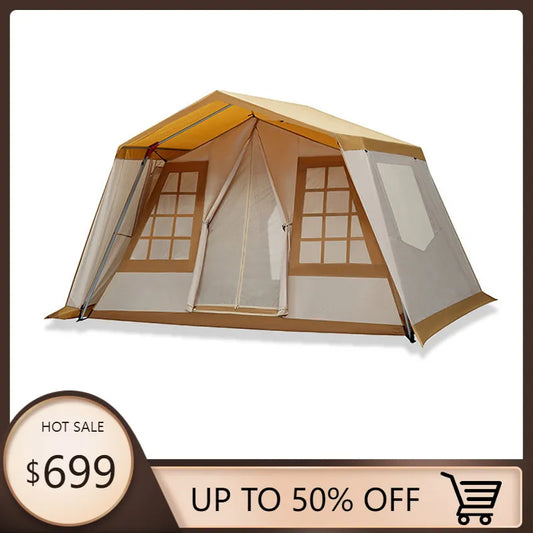 2023 New Large Space Luxury Glamping Tent Family Four Season Outdoor Camping Tent Double Layer Waterproof