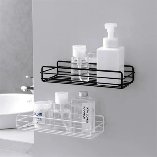 Japanese-style Wrought Iron Bathroom Shelf Wall-mounted Shower Gel Storage Rack Toilet Free Punch Toiletry Stand