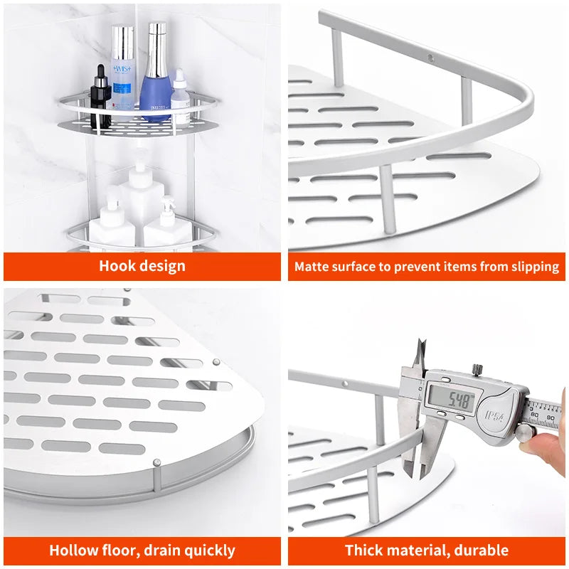 Bathroom Shelves No-drill Corner Shelf Shower Storage Rack Holder Toilet Organizer Bathroom Accessories Bathtub Rack With Hook