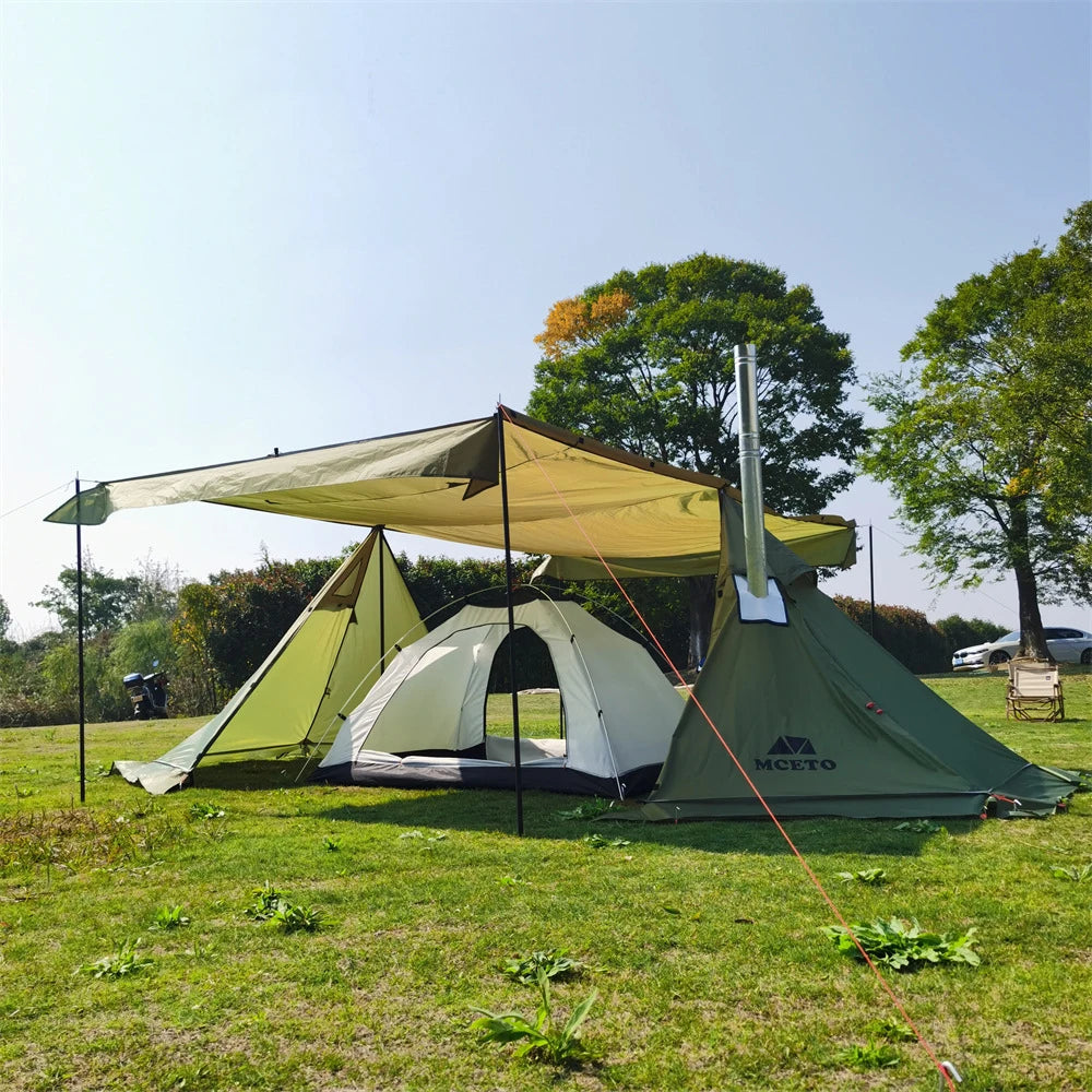 Outdoor Windproof Camp Tent with Stove Jack 4 Season Tent Sun Shelter for Family Camping Hunting Fishing hot tent beach tent