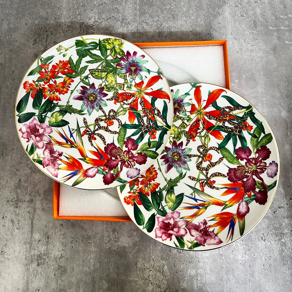 Creative Tableware Dinner Plates Luxury Ceramic Plate Hand-Painted  Art  Set Charger Plates for Wedding Pasta Plate