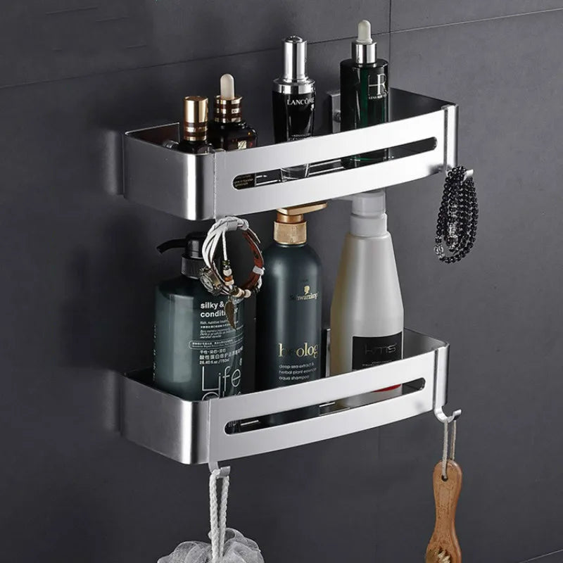 Bathroom Shelves Corner Shelf Wall Mounted Aluminum Bathroom Soap Dish Bath Shower Shelf Bath Shampoo Holder  Wall Mounted Type