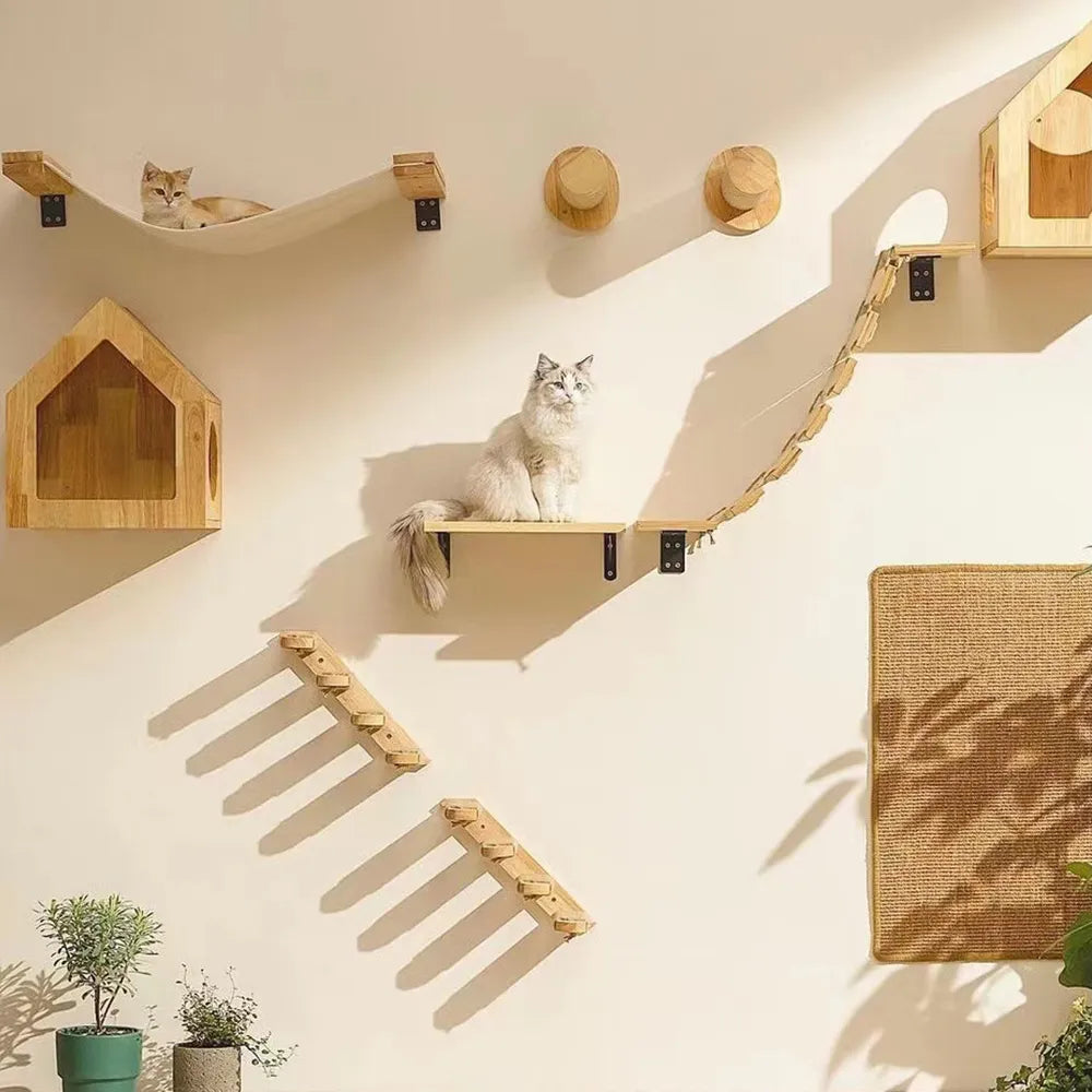 Cat Climbing Stair Furniture Wooden Shelves for Cats Perches Activity Cat Tree Scraper Stairs Scratching Post Cat Climbing Frame