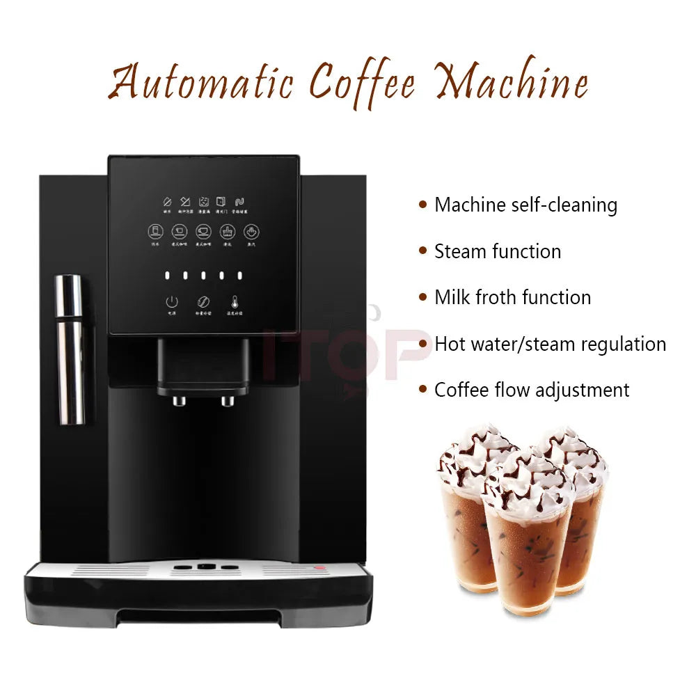 ITOP Full Automatic 19 Bar Coffee Maker Coffee Bean Grinder Milk Foam Espresso Coffee Machine Hot Water and Milk Froth