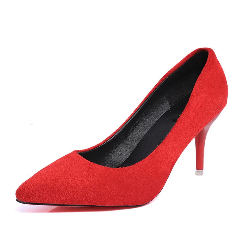 Women's Shoes Large Size Boats Shoes Woman High Heels Wedding Shoes Pumps zapatos mujer 2020 Thick Heels ladies shoes Black Red