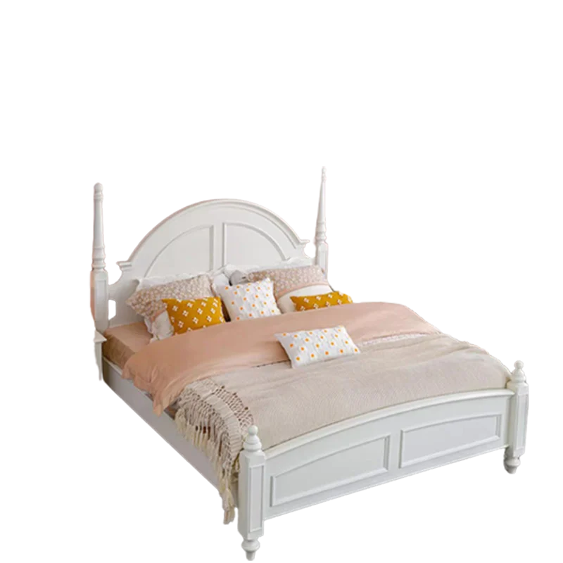 Queen Princess White Double Bed European Simple Modern Bedframe Human Double Bed Bedroom Small Cama Matrimonial Furniture