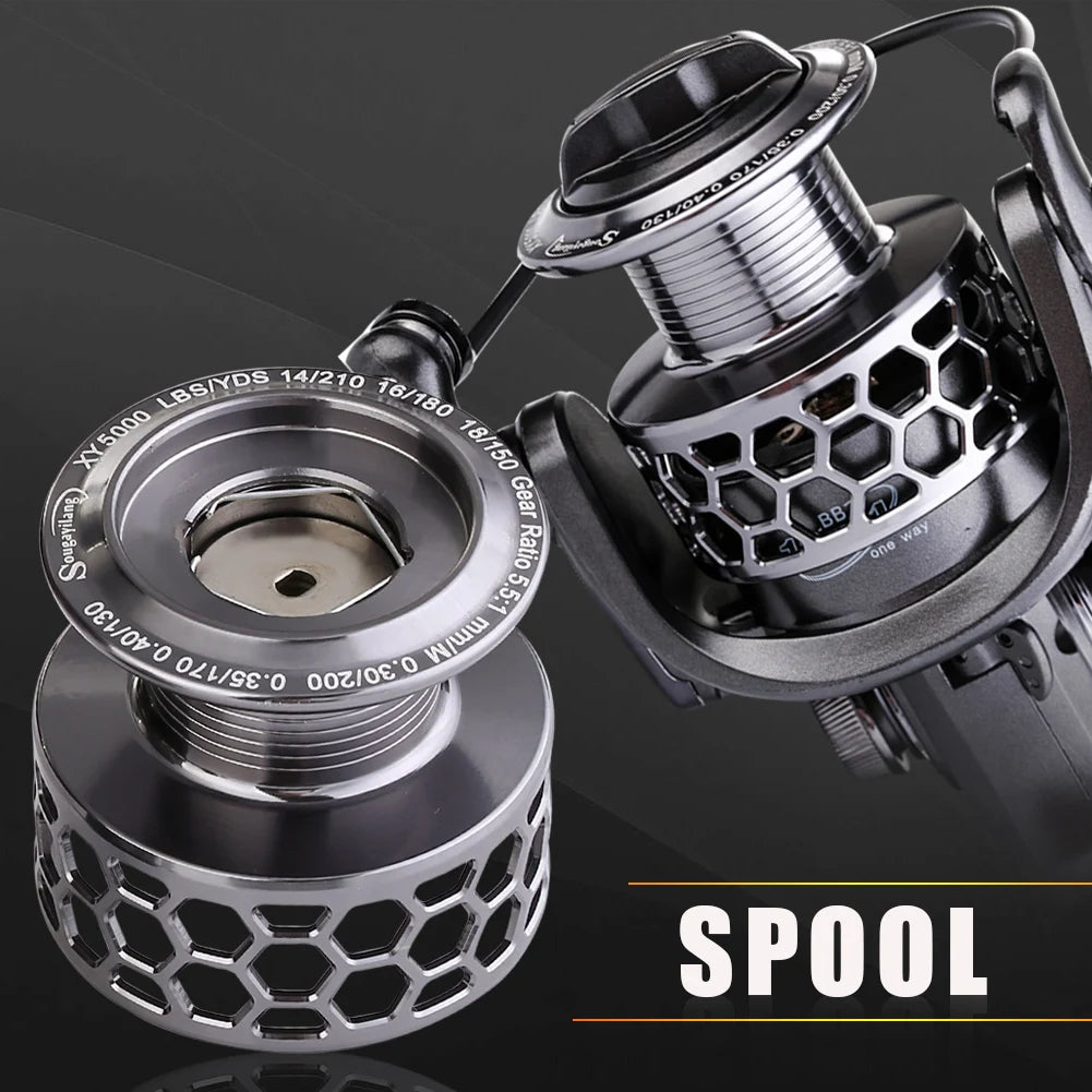 Sougayilang 1000-6000 Series Fishing Reel 13+1BB LightWeight 5.2:1 Smooth Aluminum Spinning Fishing Reel Carp Fishing Tackle