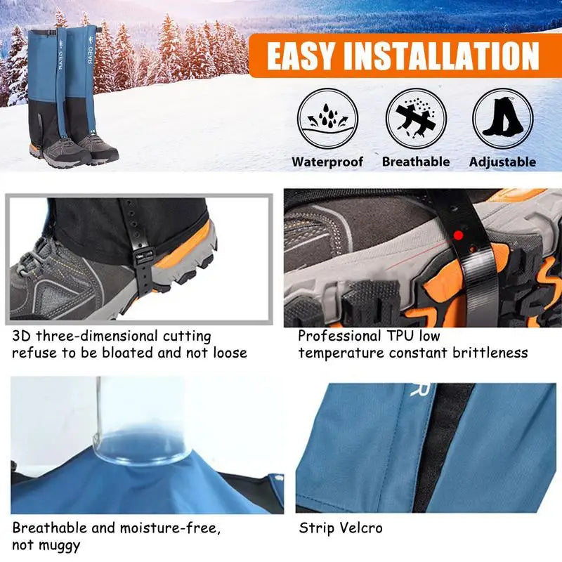 Snow Boot Gaiters Hunting Boot Gaiters Waterproof Winter Gaiters Breathable Leg Gaiters For Walking Snowshoeing Climbing Hunting