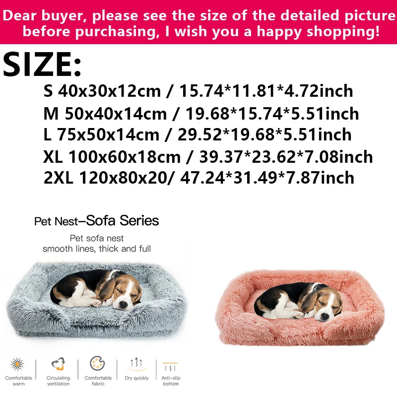 New Large Dog Bed Dog Plush Pet Bed Winter Thickened Pad Dog Sleeping Bed Sofa Removable Pad Dog Small Large Dog square kennel