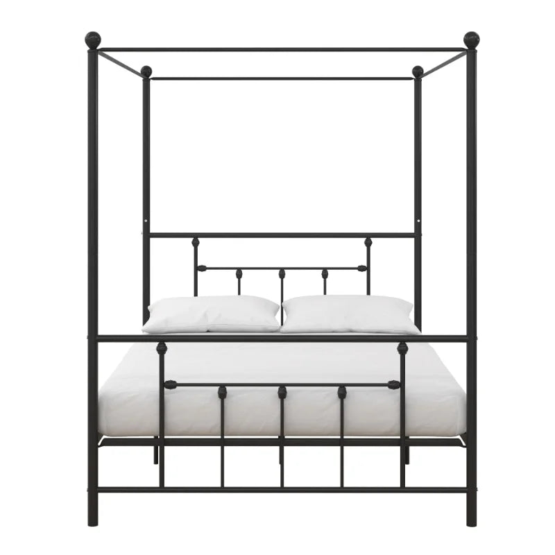 DHP Manila Metal Canopy Poster Bed, Queen, Black bedframe bedroom furniture