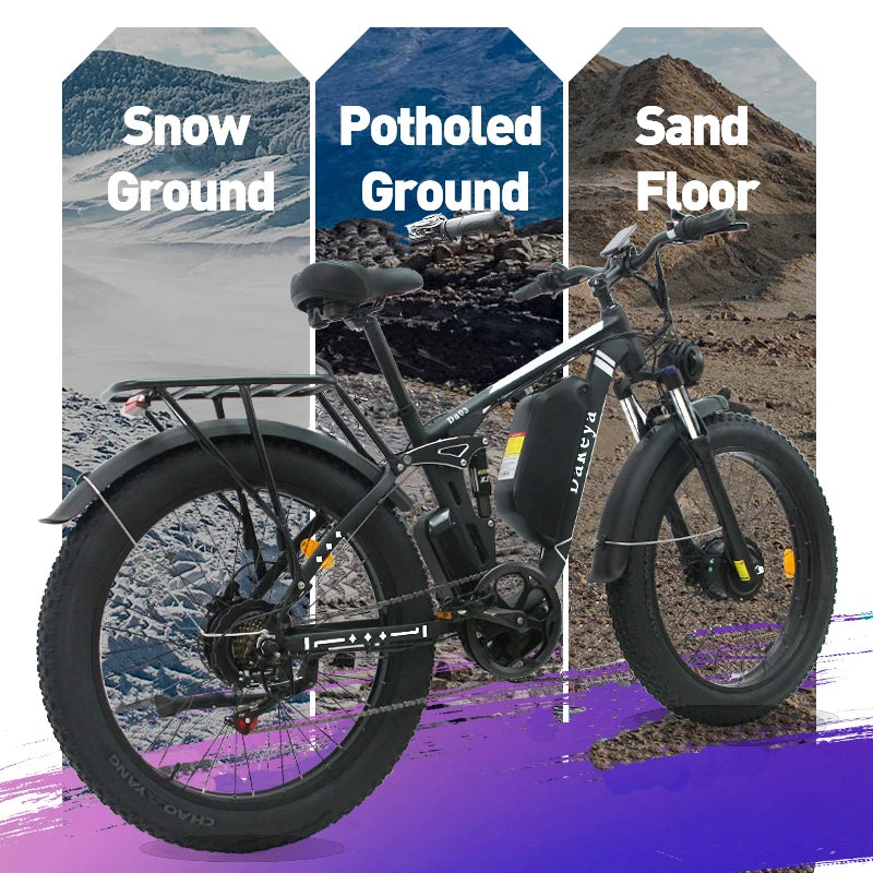 Dakeya Da03 2000W 50KM/H Electric Bicycle 26 Inch Men's Bike 4.0 Fat Tires Ebike 48V 22.4AH Lithium Battery Mountain  Gift Cycle