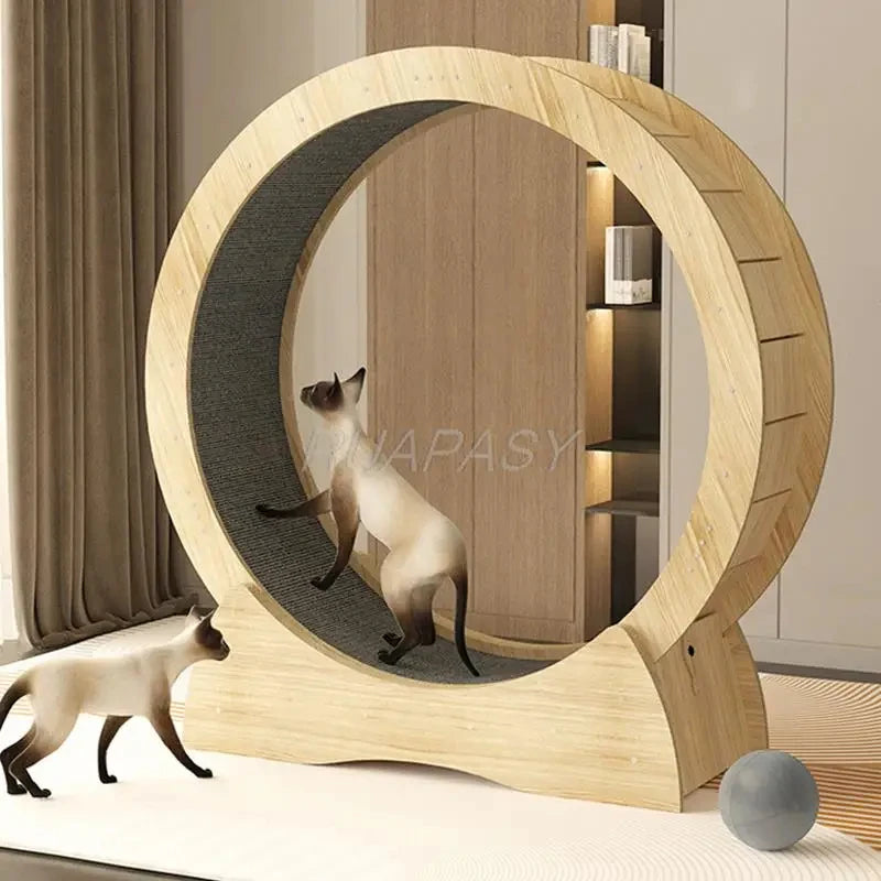 Pet Cat Treadmill Silent Roller Fiberboard Fitness Exercise Wood Cat Running Wheel Cat Climbing Frame Wheel Toy Lose Weight Cat