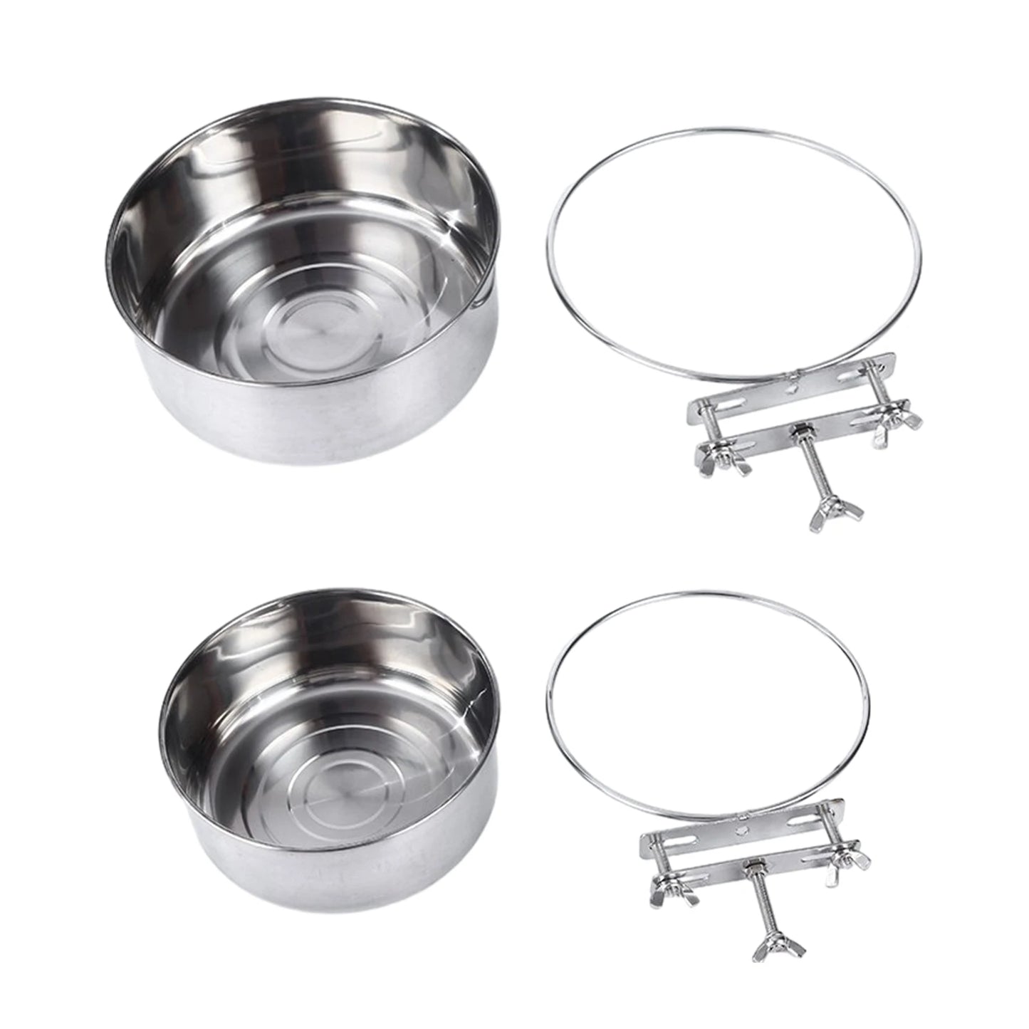 2pcs Kennel Durable Dog Bowl Cat Pet With Bolt Holder Stainless Steel Quick Lock Crates Rabbit Hanging Anti Spill Sturdy Cage